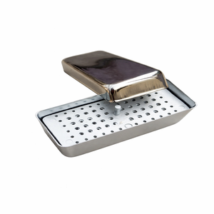 Plateau de stérilisation pour instruments dentaires en aluminium MAYALAB avec couvercle |   Base perforée autoclavable, capacité de 72 trous, miroir OEM - Product Image 1