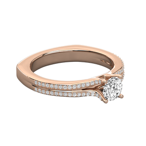 Bague solitaire en or jaune 14 carats avec diamant ovale de culture, clarté VS, certificat VS, plaqué rhodium, idéale pour fiançailles et promesse - Product Image 1