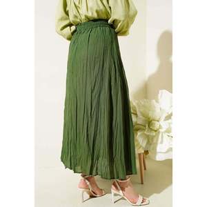 Jupe froissée à taille élastique Kaki - Product Image 4