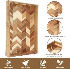 Plateau de service en bois à charme rustique Décoration de maison élégante et divertissante Améliore le nouveau modèle de luxe meilleur style de table sans effort - Product Image 4