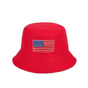 Chapeau de seau brodé de drapeau américain personnalisé en gros Beach Travel Casual Sun Protection Cotton pour les activités de plein air - Product Image 4