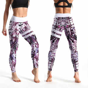 กางเกงออกกำลังกายผู้หญิงแบบสั่งทำ OEM พิมพ์ลายซิลค์สกรีน เอวกลาง ยืดได้ 4 ทิศทาง เหมาะสำหรับโยคะ ฟิตเนส วิ่ง ป้องกันแบคทีเรีย - Product Image 3