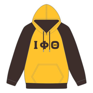 Sudadera con Capucha Iota Phi Theta, Color Dorado, Mangas Raglán Marrones, Mezcla de Algodón, Ropa de Fraternidad Griega, Diseño Personalizado Divine Nine HBCU - Product Image 2