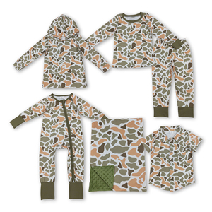 Pyjamas bébé et enfant camouflage vert orange à manches longues OEM/ODM/RTS, vente en gros de vêtements pour bébés et enfants, ensemble de vêtements pour enfants - Product Image 2
