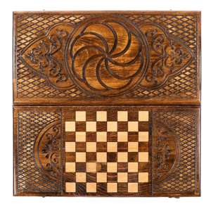Jeu de backgammon et d'échecs en bois élégant, artisanal, jeu de stratégie classique, divertissement familial, jeu de table d'intérieur - Product Image 1