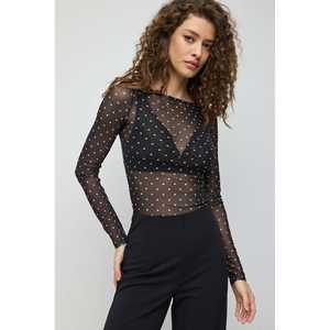 Blusa de Malla con Estampado de Lunares - Product Image 1