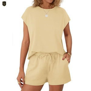 Ensemble coordonné léger 2 pièces pour femme, prêt pour l'été, 100 % coton, coupe classique, décontracté, uni, écologique, respirant, pour usage quotidien - Product Image 1