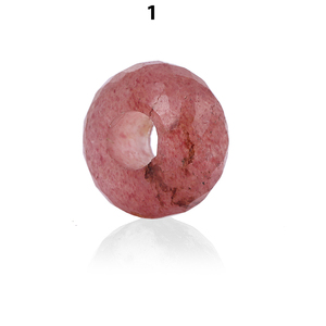 Cuentas Redondas de Cuarzo Fresa Natural de 14.5x8mm, Pulido Brillante, Orificio Grande de 5mm, Piedra Preciosa de 13.5 Quilates, para Pulsera - Product Image 2