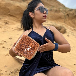 Nouveau Style occidental fabriqué à la main usiné cheveux sur peau fourrure cuir boîte à bijoux sculpté à la main voyage bijoux essentiels stockage minimal - Product Image 1