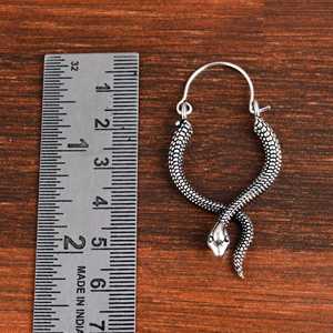 Pendientes de Aro de Diseño Único, Anillo de Serpiente Gótico, Joyería Tribal de Latón para Mujer, Diseño Serpentina Boho Plateado, Venta al por Mayor/OEM/ODM - Product Image 4