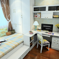 Bureau d'étude personnalisable en bois blanc avec armoire, bibliothèque et bureau pour chambre et mobilier de bureau à domicile