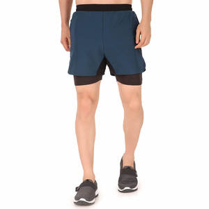 กางเกงออกกำลังกายของผู้ชาย,กางเกงขาสั้นใส่วิ่งเล่นกีฬายิมแบบ2 In 1ไม่มีลายในฤดูร้อน - Product Image 5