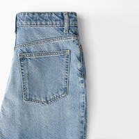Celana Jeans Wanita Model Lurus Berpinggang Tinggi Kancing Depan, Bahan Katun 100% Bernapas, Dapat Dicuci, Warna Gelap, Kasual, Buatan Khusus untuk Musim Panas
