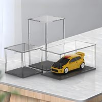 Usine personnalisé clair acrylique boîte d'affichage cas assembler Cube présentoir support avec Base noire Protection anti-poussière vitrine