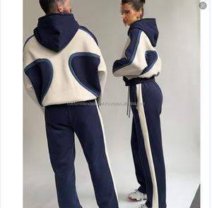 Sweat-shirt à capuche vintage lourd personnalisé pour hommes brodé imprimé surdimensionné sweats à capuche ensemble de jogging survêtement d'hiver 100% coton - Product Image 6