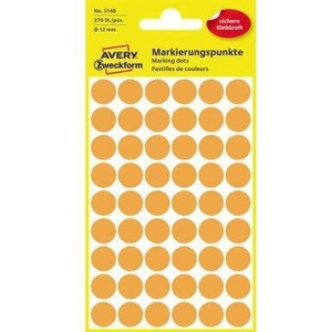 Avery Zweckform 12mm Fluorescent <b>Orange</b> <b>Paper</b> Marking Dots 270 Labels Per Pack File Folder Accessories - Product Image 1