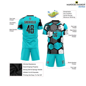 Camiseta de Fútbol Sublimada Personalizada en Azul Claro y Azul Marino, Ropa Deportiva de Moda para Equipos de Club - Product Image 5