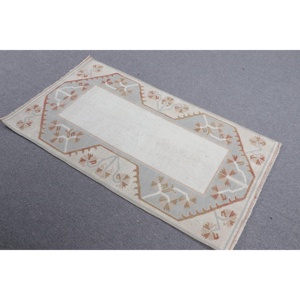 พรมขนาด 2.5x4.5 ฟุต, พรมตุรกีโบราณขนาดเล็ก, พรมขนสัตว์สีขาว - Product Image 2