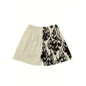 Meilleure vente OEM vente en gros de shorts en maille pour hommes à taille moyenne avec fermeture élastique et impression numérique couleur unie sur mesure - Product Image 2