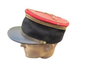 Sombrero francés de lujo en negro carbón con interior forrado de seda hecho a mano dorado bordado generales franceses Kepi - Product Image 3