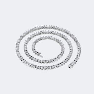 Collier tennis rond en diamants de 8,60 carats total, or 14 carats, diamants de laboratoire couleur D VVS, serti à griffes, bijou de déclaration gradué pour femme - Product Image 2