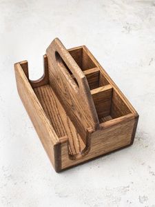 Best Rustic Acacia Beech Wood <b>Utensil</b> Holder Kitchen Top Wooden Caddy for Tableware Storage Holders <b>Racks</b> Manufactured Exported - Product Image 5