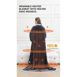 Manta Térmica Eléctrica Portátil de Gran Tamaño con Mangas y Bolsillos para los Pies, Ideal para el Hogar - Product Image 5