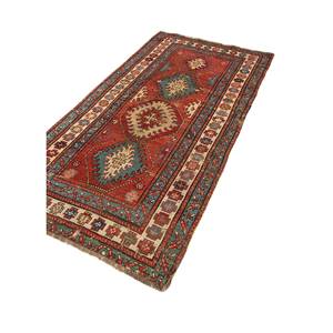 Tapis en laine noués à la main Kiaan, rouge-orange, Paem-1318, 9x12, motif médaillon rectangulaire abstrait pour entrée et couloir - Product Image 2