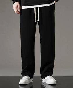 Pantalon de survêtement 100% coton pour hommes personnalisable pantalon de survêtement évasé lavé à l'acide avec motif solide - Product Image 5