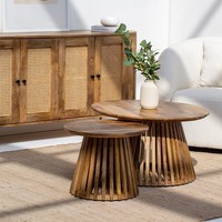 Mobilier contemporain Salon en bois massif Chambre à coucher Fabriqué à la main Hôtel créant vraiment unique Caramel Nesting Round Wood Coff