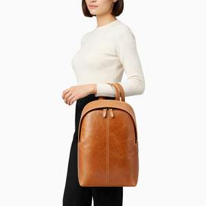 Sac à dos minimaliste en cuir véritable, fin, urbain, pour ordinateur portable, voyage, pour hommes et femmes - Product Image 5