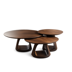 Organic Handmade <b>Nesting</b> <b>Coffee</b> <b>Table</b> <b>Set</b> 3 Solid Walnut | Rotating Threaded Tabletops | Modern Accent Living Room Furniture - Product Image 2