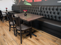 Ensemble de table à manger en bois massif pour restaurant avec 4 chaises en métal noir, mobilier commercial carré pour café, bistrot, bar