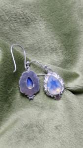 Exclusive Handmade 925 Sterling Silver <b>Earrings</b> with Opal Gemstone Teardrop Design Jewelry For Her - Product Image 2