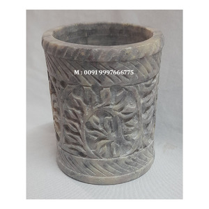 Porte-stylo en pierre ollaire naturelle, design feuille ronde, nouvelle tendance et de qualité supérieure, pour la décoration de la maison et comme article cadeau. - Product Image 1