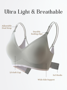 Aurora Everyday Style XXL Solid Bikini Soutien-gorge d'allaitement à double bretelle 3 crochets Couverture complète Anti-affaissement des côtés Rembourré sans fil Aloe Vera - Product Image 3