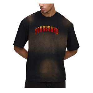 เสื้อยืดฮิปฮอปผ้าคอตตอนถัก 100% ลุคซันเฟด ทรงหลวม สตรีทแวร์ น้ำหนัก 200 กรัม พิมพ์ลาย DTG แบบกำหนดเอง รุ่นใหม่ล่าสุด - Product Image 2
