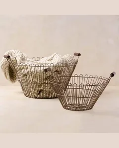 Elegant Brown Powder-Coated Iron <b>Basket</b> <b>with</b> <b>Handle</b> and Stylish Design for Home Decor and Decorative Storage - Product Image 2