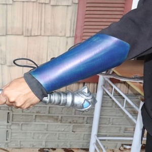 Medieval Warrior Lace Up Leather Bracer Azul protección de brazo de buena calidad Armadura de muñeca vikinga personalizada para Cosplay. - Product Image 4