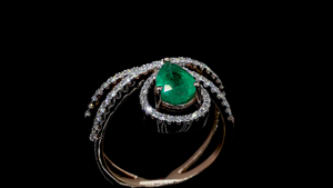 แหวนมรกตสีเขียวแล็บกรูว์น และเพชรทรงกลมที่เพาะเลี้ยงในห้องแล็บ |   แหวนเพชรสำหรับใส่ทุกวันและใส่ทำงานที่ดูหรูหรา |   รับผลิตแบบ OEM และ ODM - Product Image 6