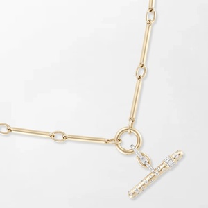 Chaîne T-Bar Polkadot avec diamants ronds cultivés en laboratoire, 1,82 carat GH-VS, en or jaune 14 carats, pour usage quotidien, cadeau d'anniversaire - Product Image 2