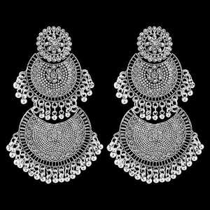 Jeweljunk Trendy Religieux Ethnique Plaqué Argent Afghani Mirror Boucles d'oreilles avec Diamant et Perle 1311570 pour les Fêtes - Product Image 1