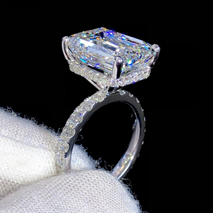 Haute qualité 3.25 carats laboratoire-cultivé émeraude coupe diamant bague de fiançailles bijoux de mariage bague pour hommes 14K or blanc - Product Image 5