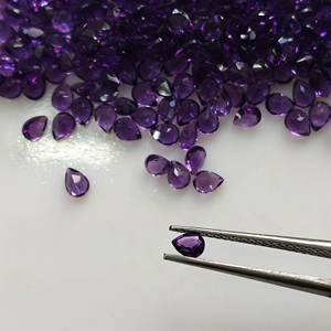 Améthyste africaine naturelle violette 4x3MM, taille poire, qualité exceptionnelle, pierre précieuse en vrac, Red Mountain Gems pour la fabrication de bijoux - Product Image 1
