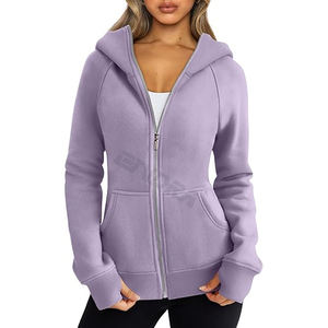 Haute qualité femmes fermeture éclair rayé à capuche à manches longues pull décontracté sweat léger éponge hiver couleur bloc imprimé cordon - Product Image 1