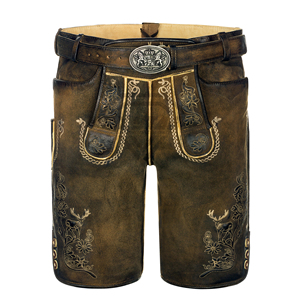 Venta al por mayor precio barato hombres bávaro Lederhosen traje último Ocktoberfest Trachten pantalones cortos con tirantes Lederhosen OEM - Product Image 3