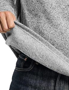 Pull doublé polaire thermique à fermeture éclair pour hommes, sweat-shirt à col roulé léger et doux pour l'hiver - Product Image 3