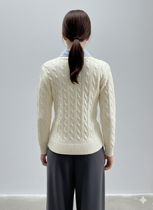 Cardigans à logo brodé, col en V, tricot jacquard Ralph, bouton d'hiver, logo personnalisé, coupe ajustée décontractée, fil de laine - Product Image 4