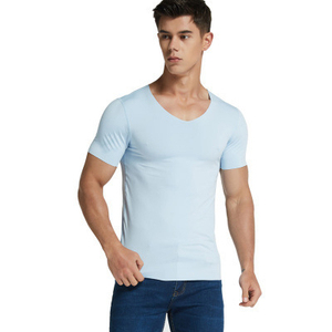 Venta al por mayor de camisetas para hombre con cuello en V 100% algodón respetuoso con el medio ambiente transpirable manga corta liso en blanco camiseta de talla grande logotipo personalizado Digital - Product Image 5