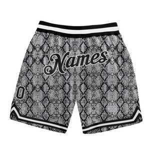 Short personnalisé noir noir-blanc motif 3D Design peau de serpent Basketball Shorts Sportswear industrie ommiz - Product Image 1